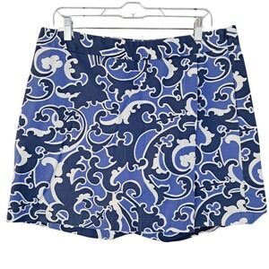 TALBOTS 12 Mini Skort Skirt Shorts Blue White Pattern Casual‎ Golf Activewear